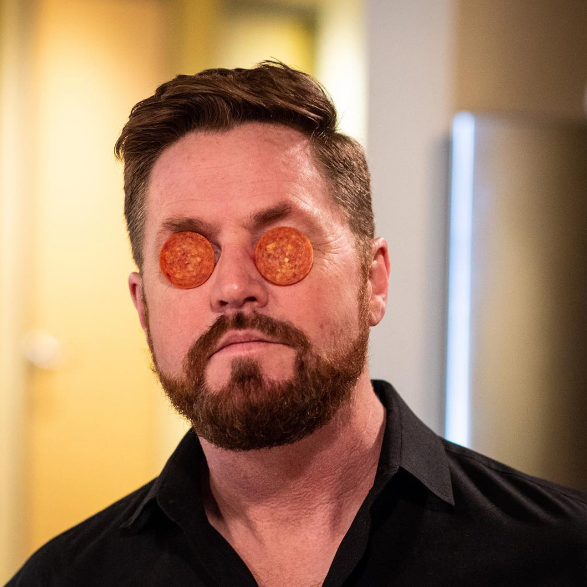 Matt with Pepperoni Eyes