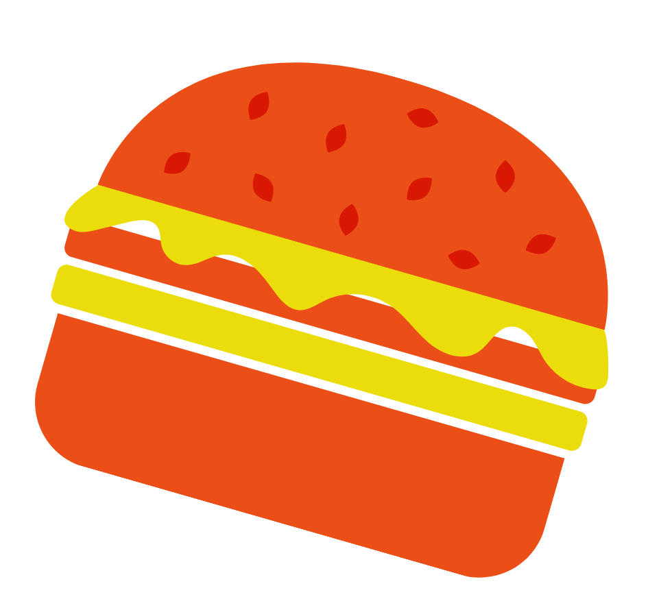 Illustration of an orange and yellow hamburger