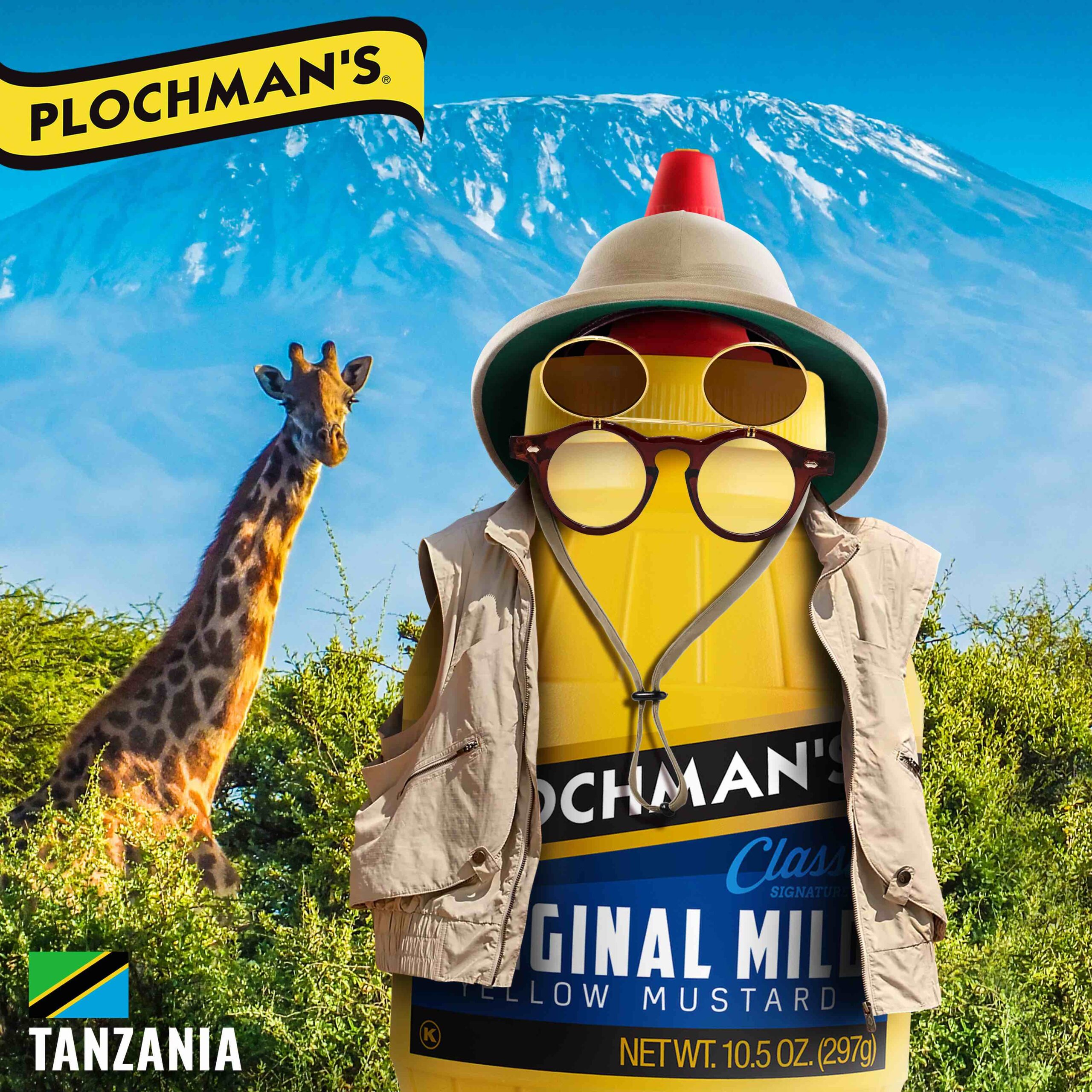 Bottle of Plochman's Mustard on safari