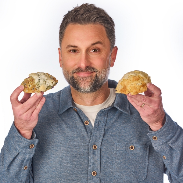 Gabe holding scones
