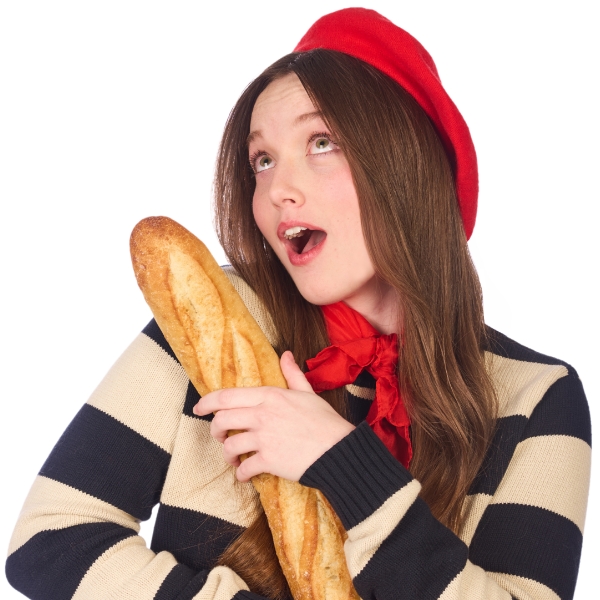 Madison holding a baguette