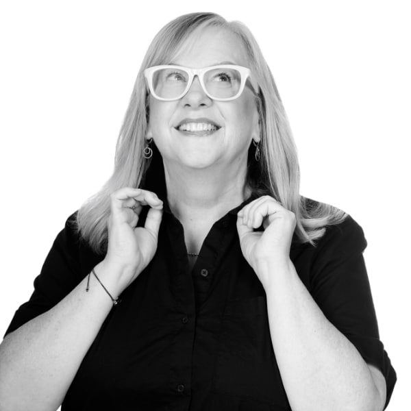 Deb's headshot in black & white