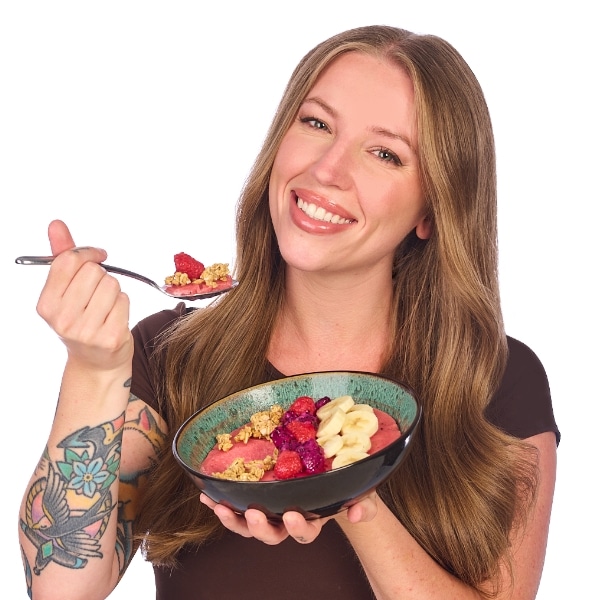 Sam eating an acai bowl